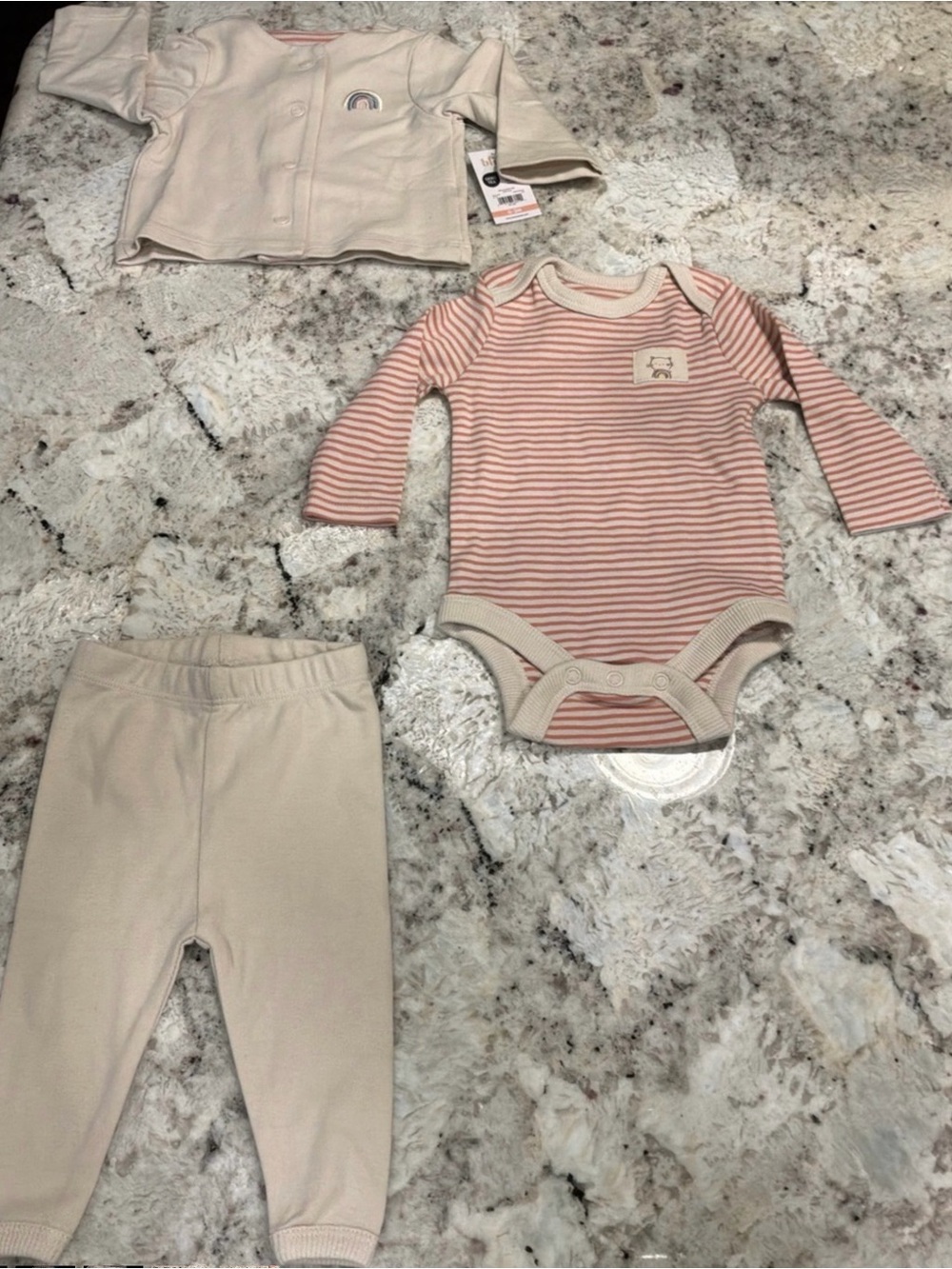Bliss Neutral & red Striped 3-Piece Baby Set